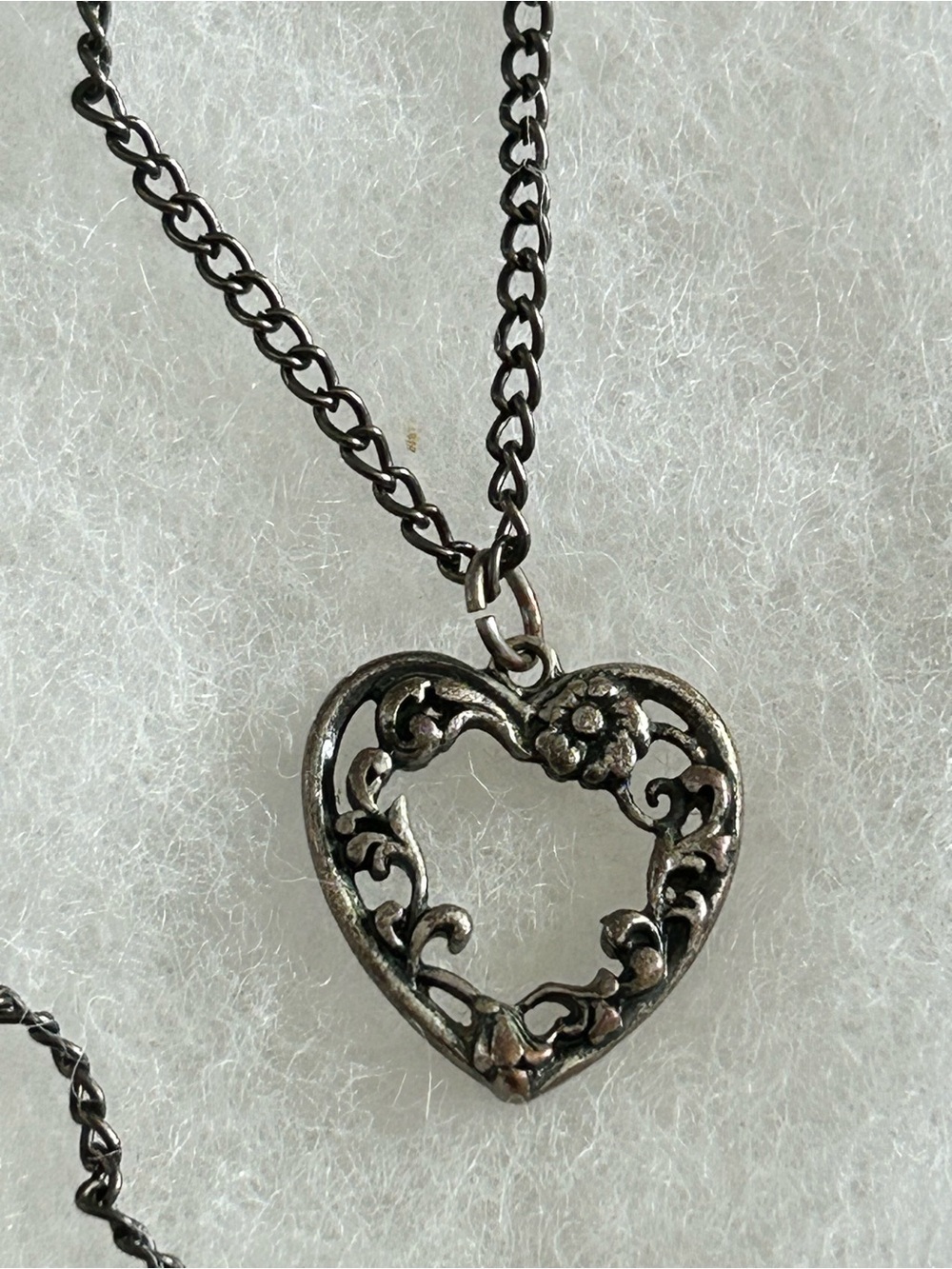 4/$50 Vintage-Inspired Silver Heart Filigree Pendant Necklace